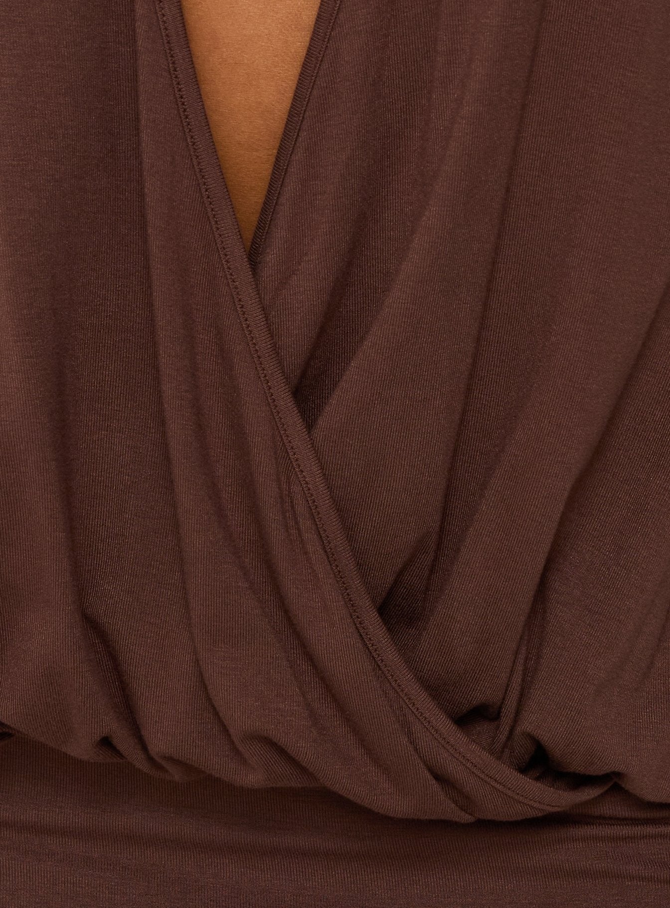 Espiana Plunge Wrap Mini Dress Brown