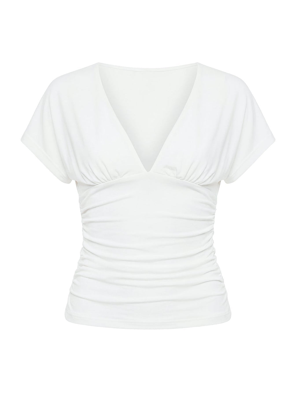 Mattey Cinched V Neck Top White