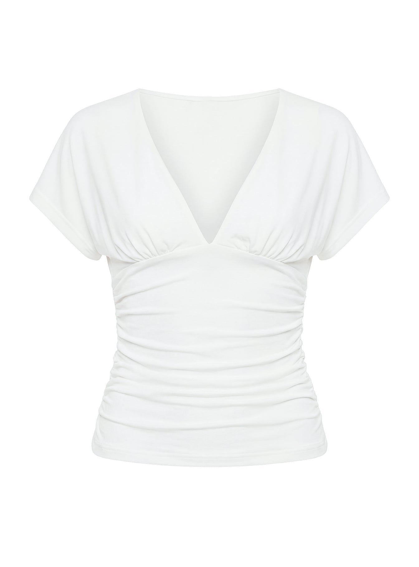 Mattey Cinched V Neck Top White
