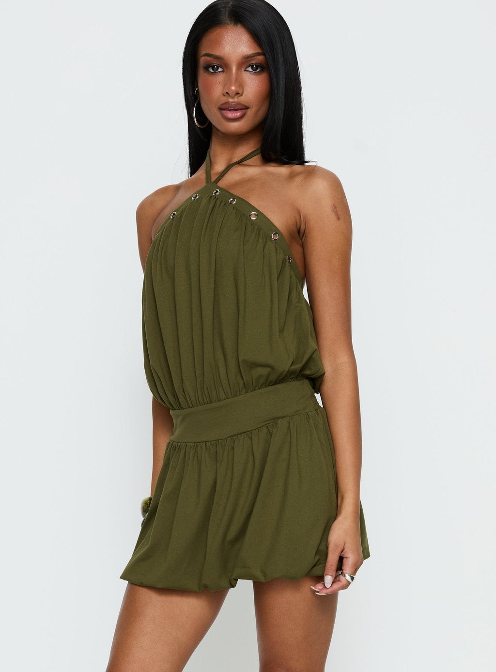 Sunnee Eyelet Detail Romper Green
