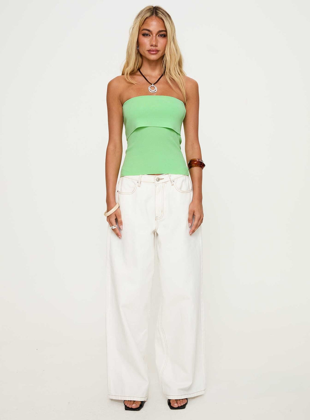 Daqiuri Strapless Foldover Top Green
