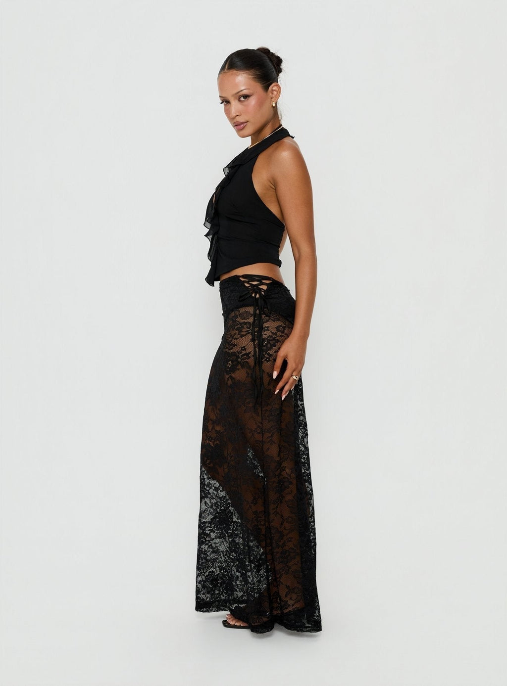 Marenya Lace Maxi Skirt Black
