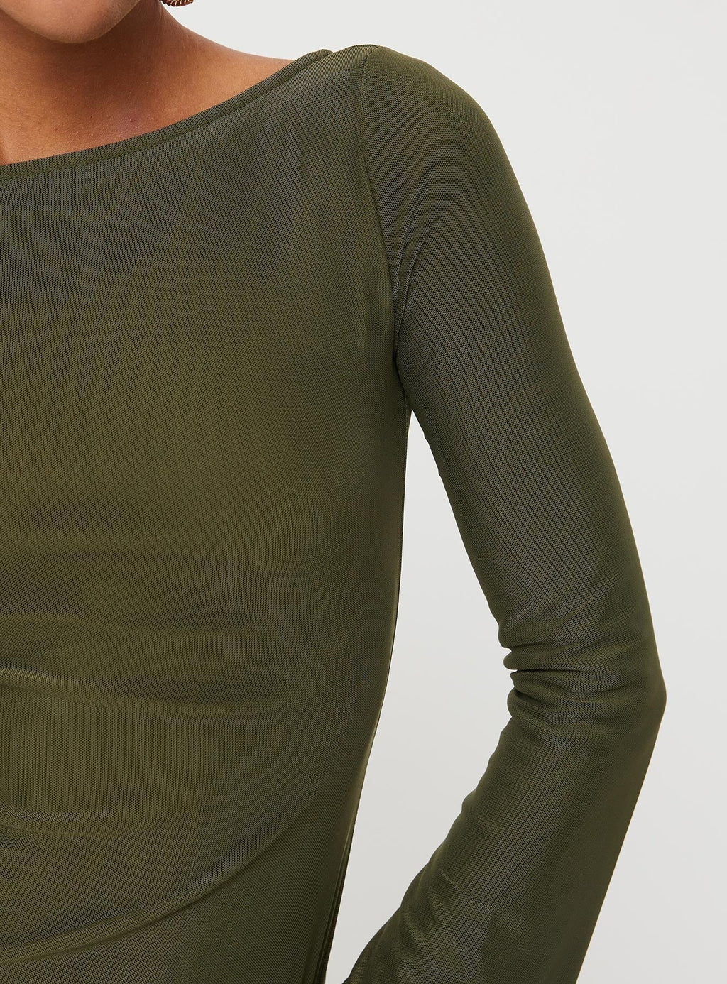 Lukea Long Sleeve Mesh Mini Dress Olive