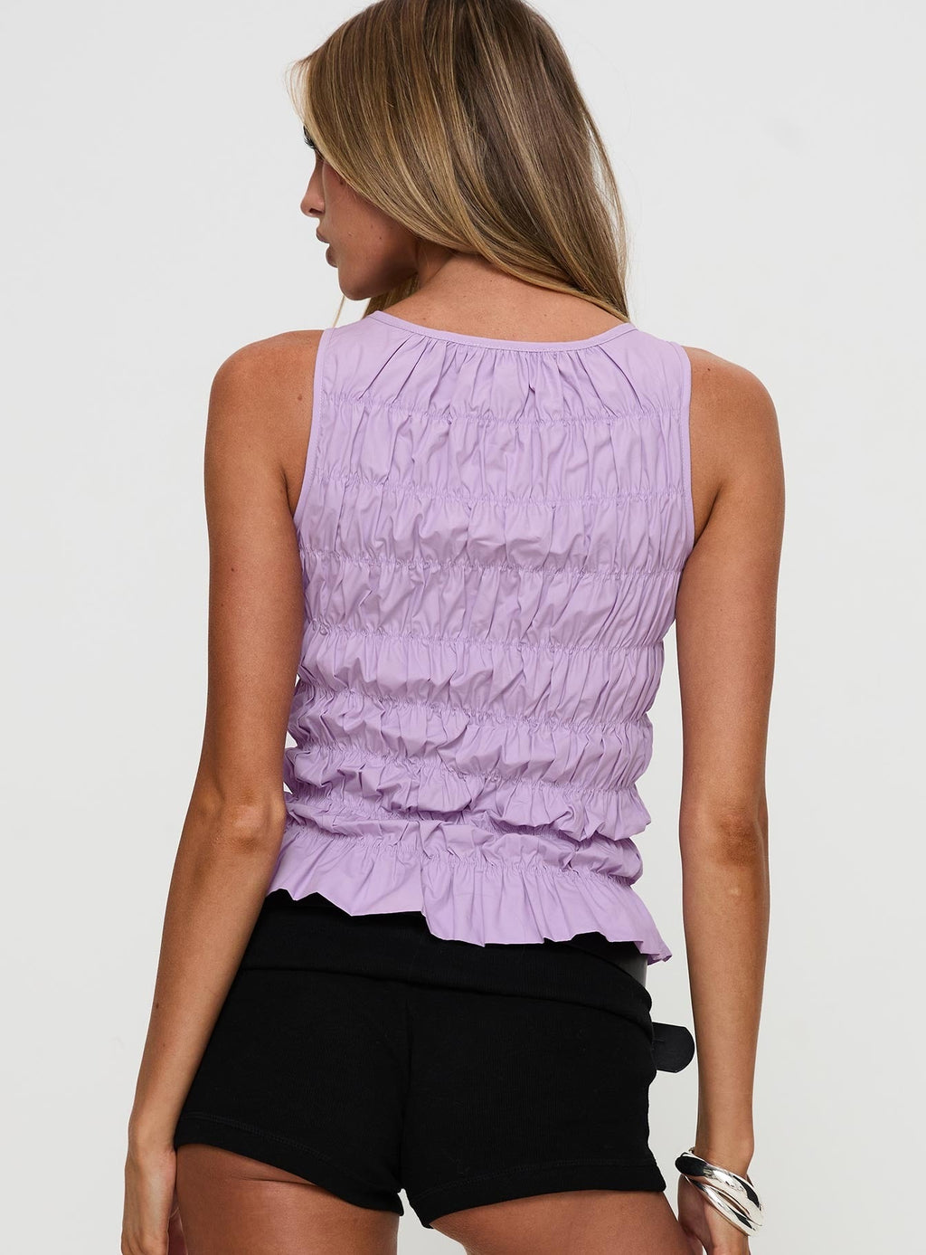Marleene Shirred Top Lilac
