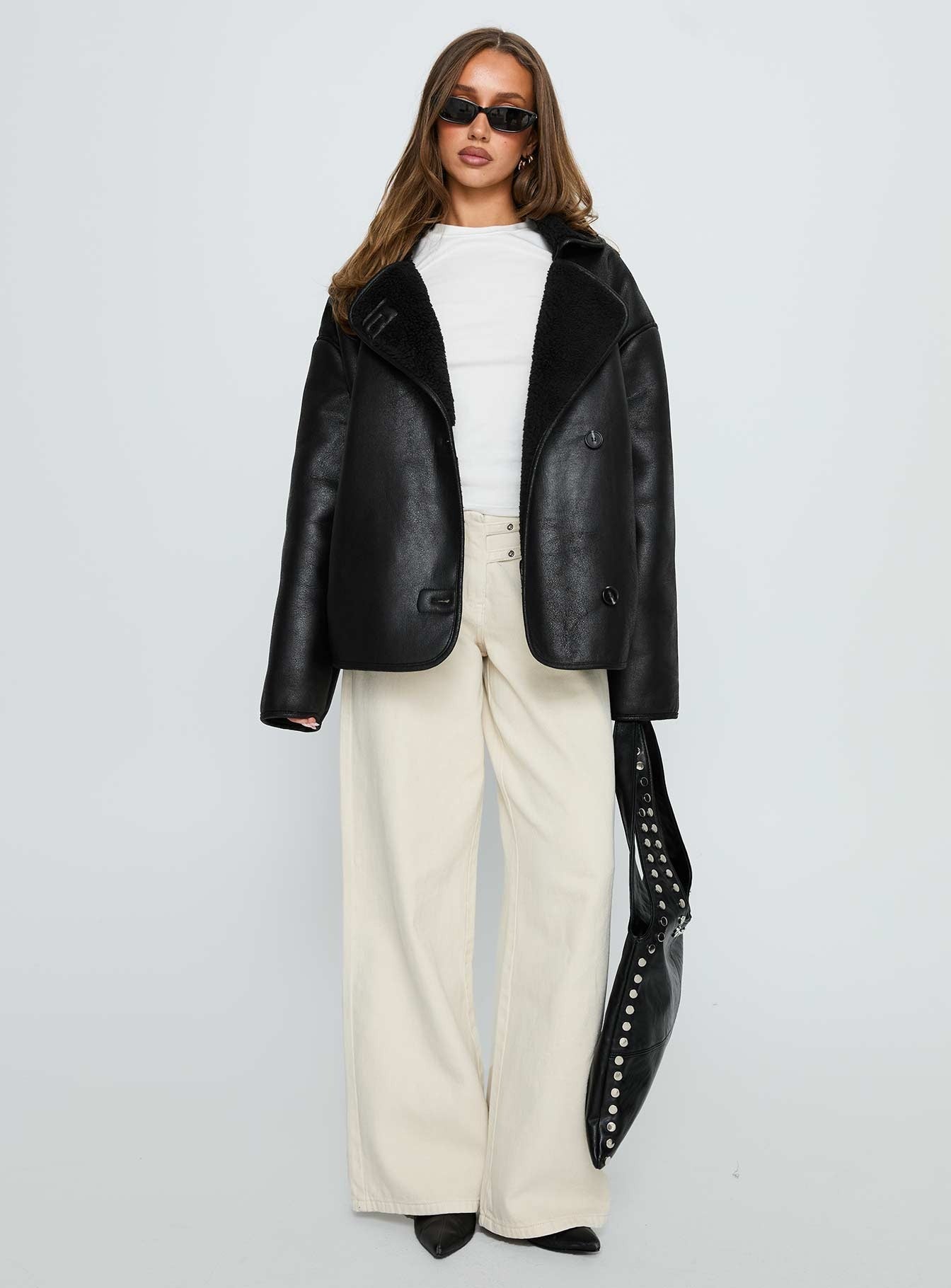 Nunez Faux Leather Jacket Black