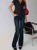 Thessara Mid Rise Bootleg Jeans Dark Blue