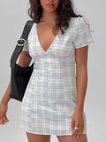 Loveliness Playsuit Blue Check