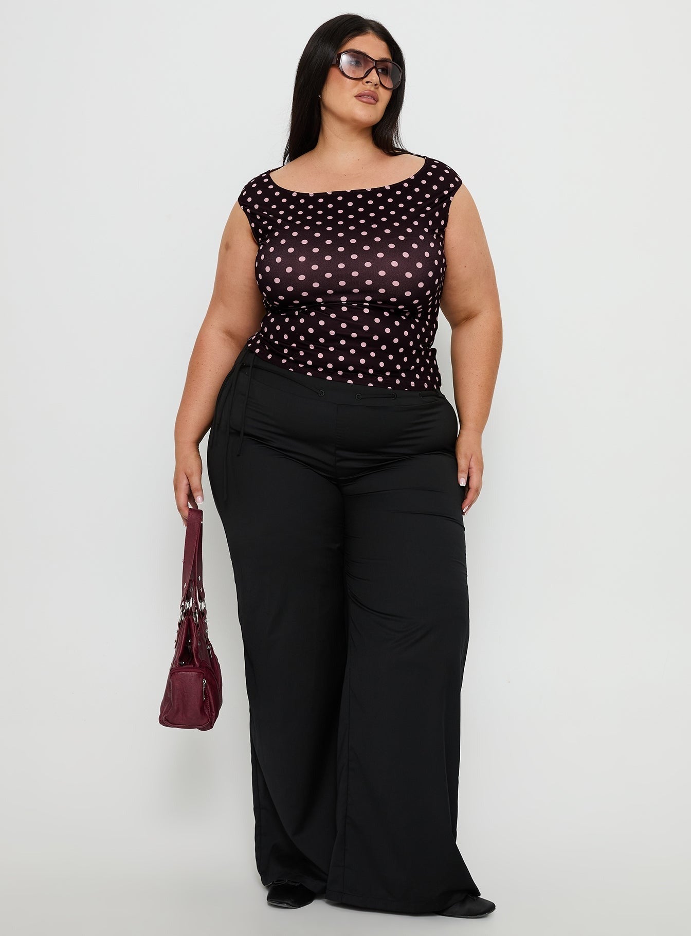 Cheirosa Off Shoulder Top Chocolate / Pink Curve