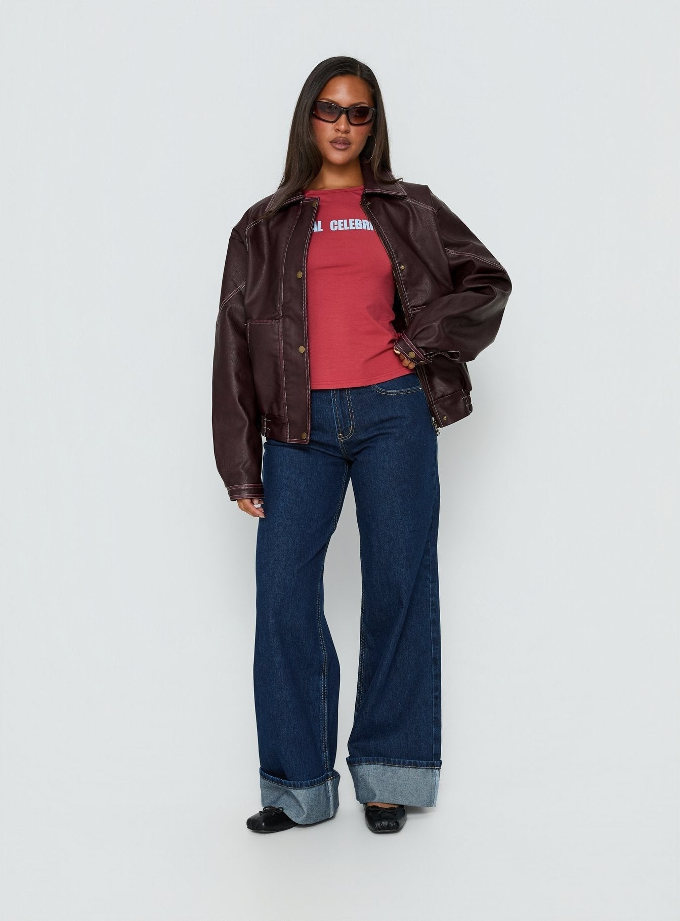 Jaxton Faux Leather Jacket Burgundy