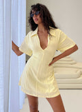 Wylla V Neck Linen Mini Dress Yellow