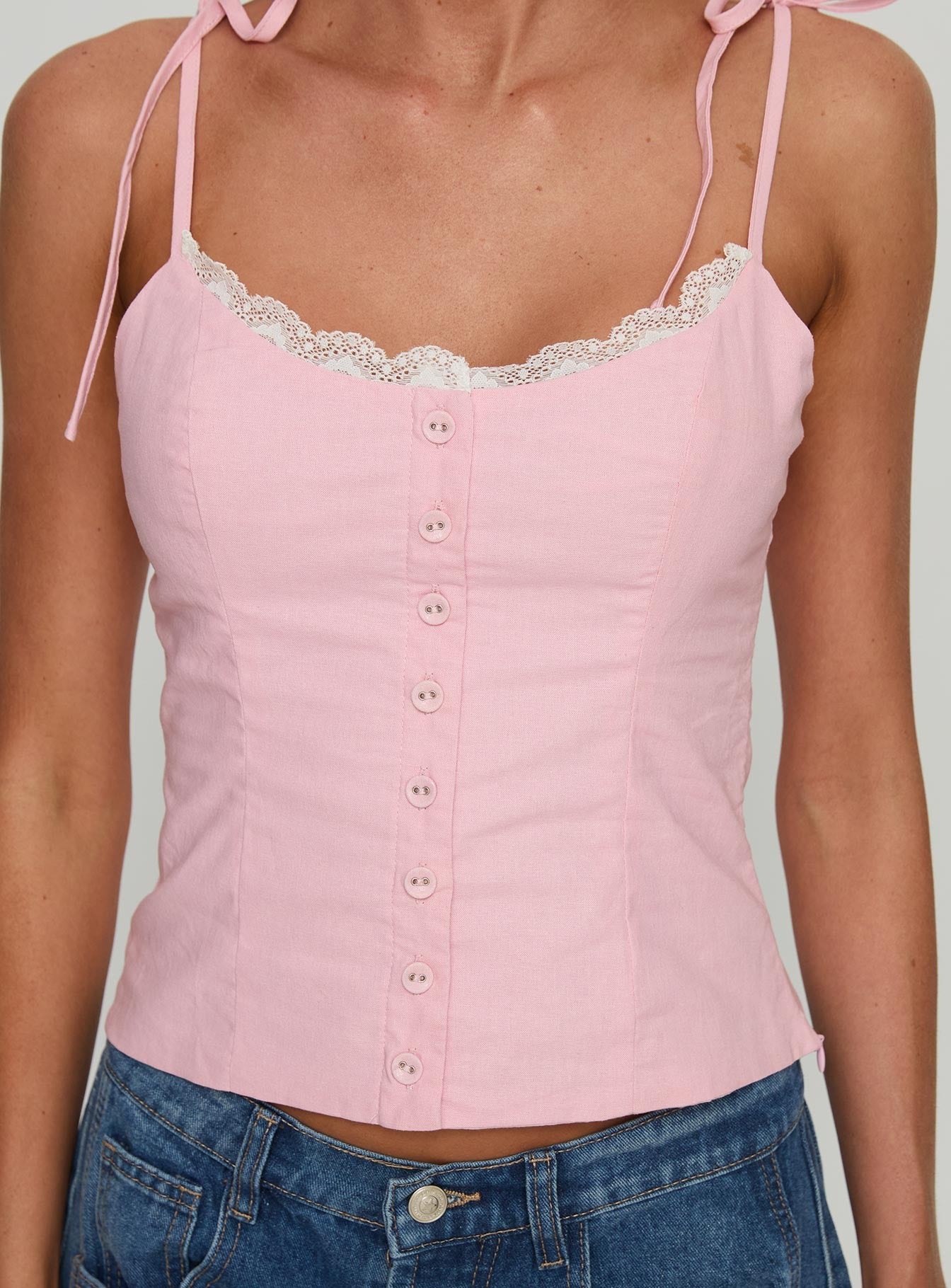 Dalanie Tie Strap Top Dusty Pink