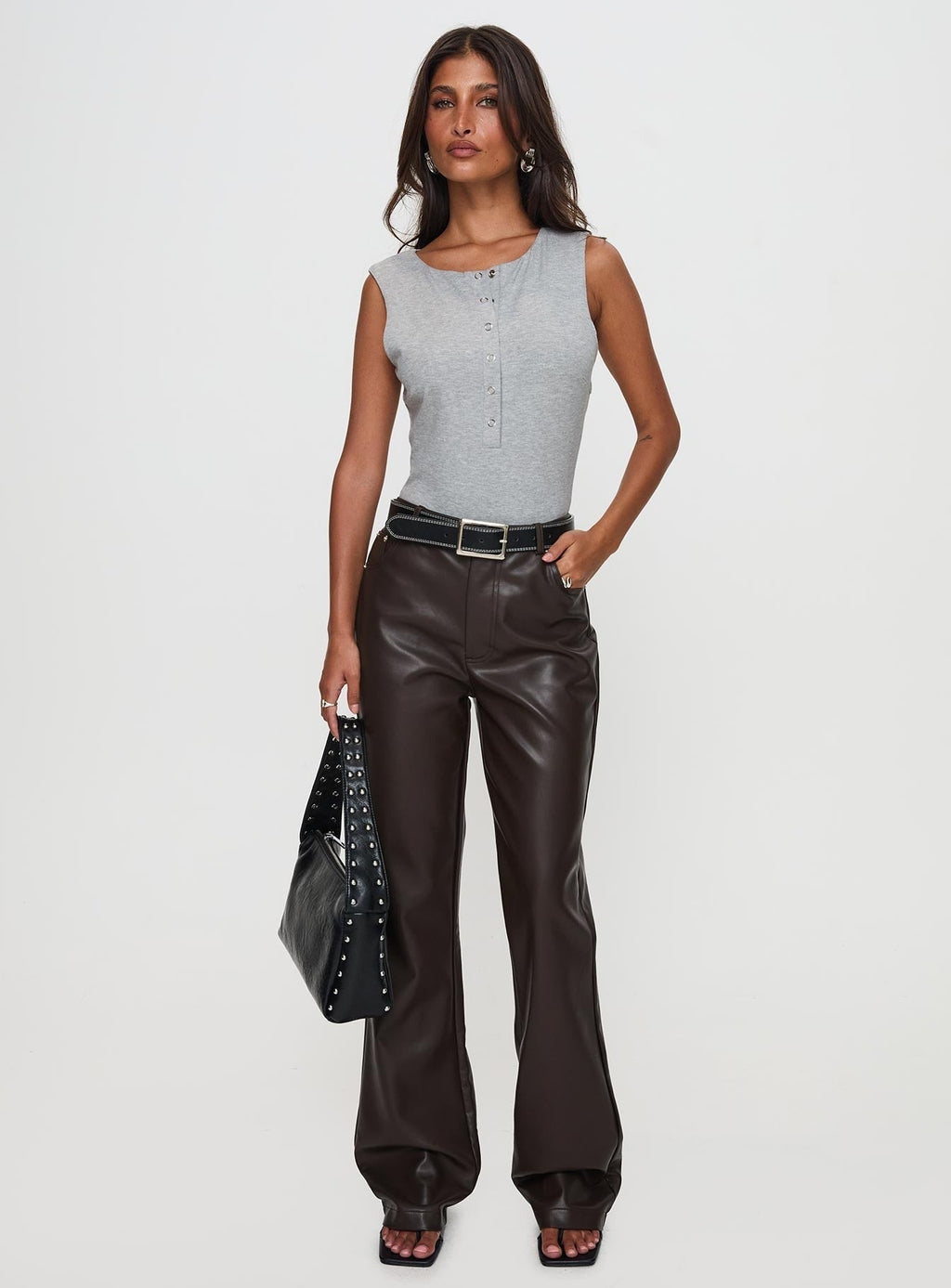 Good Impression Button Up Bodysuit Grey