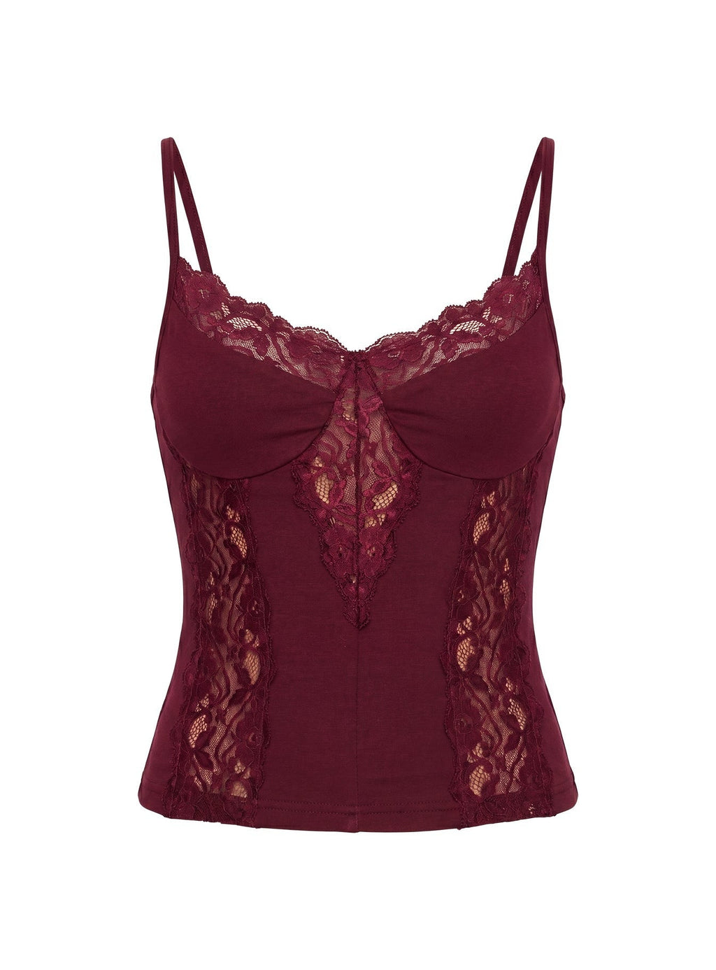 Rhiara Lace Trim Top Cherry