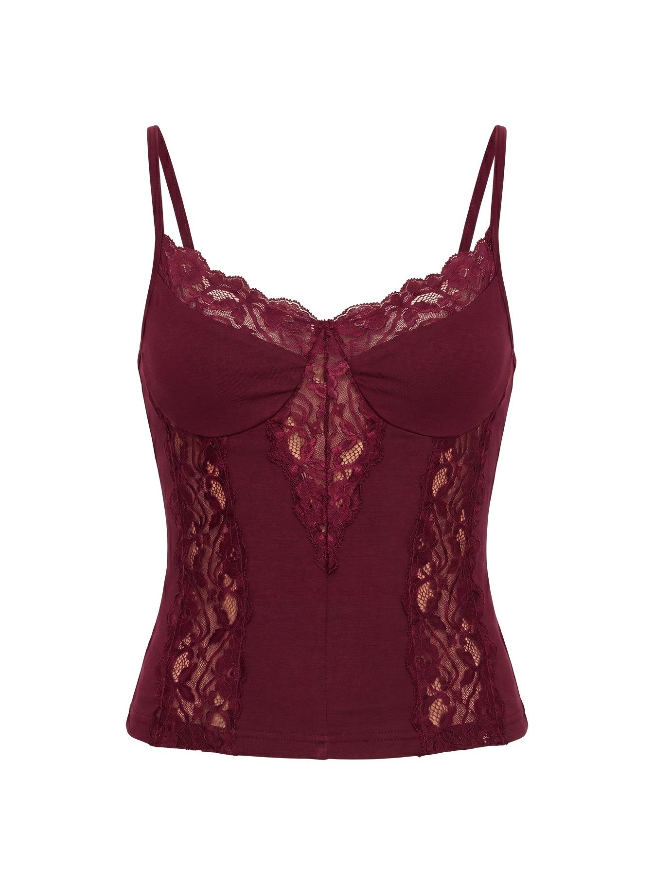Rhiara Lace Trim Top Cherry
