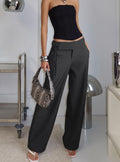 Good Riddance Pleat Tie Slouch Pants Charcoal