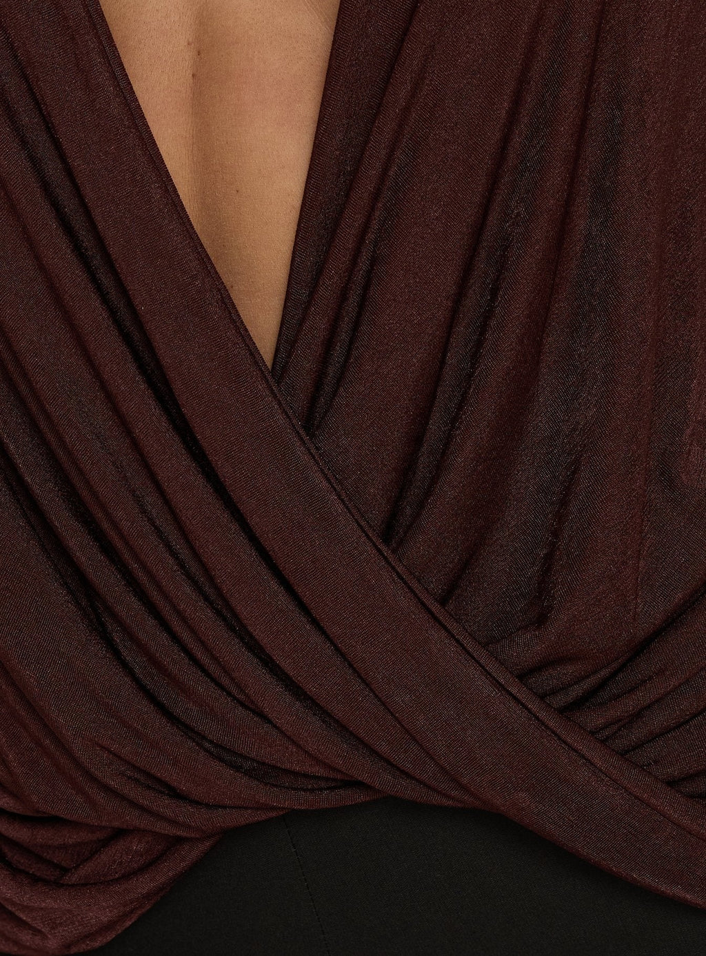Tit For Tat Long Sleeve Draped Top Chocolate