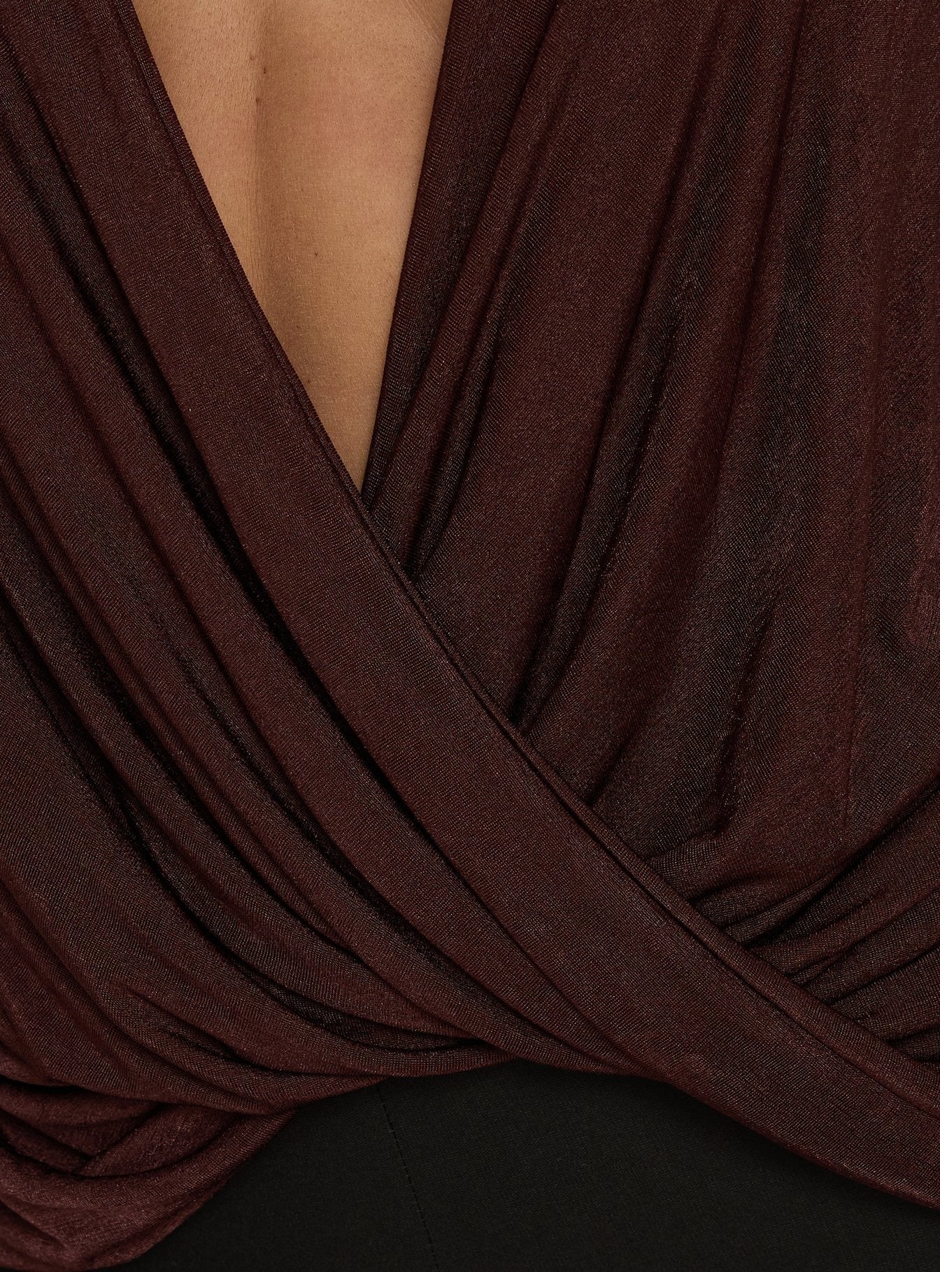 Tit For Tat Long Sleeve Draped Top Chocolate