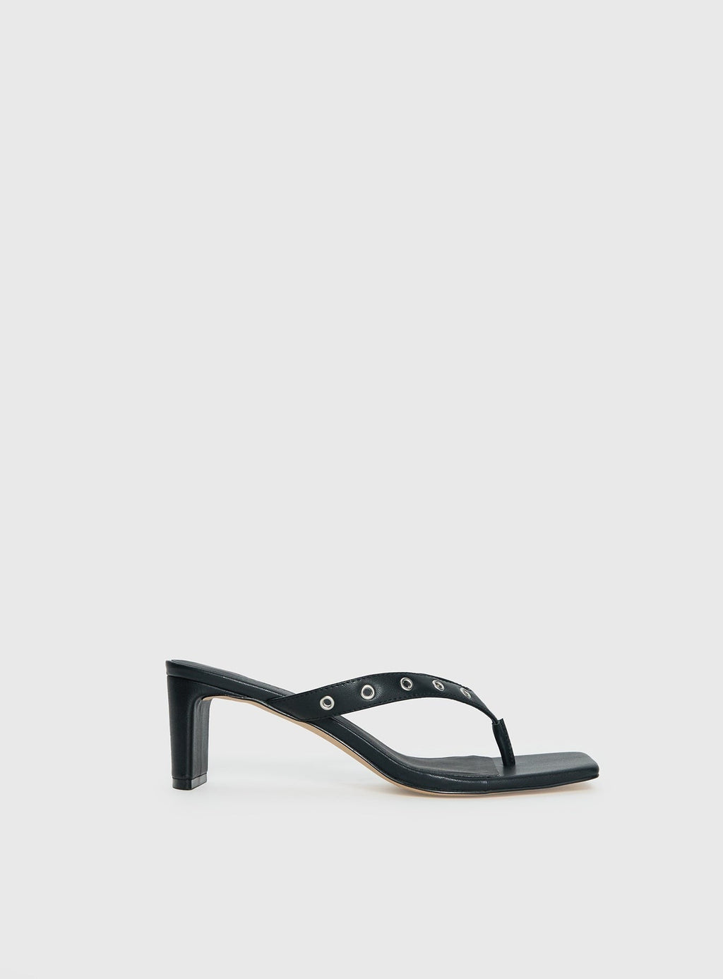 Party Hour Stud Detail Thong Heels Black