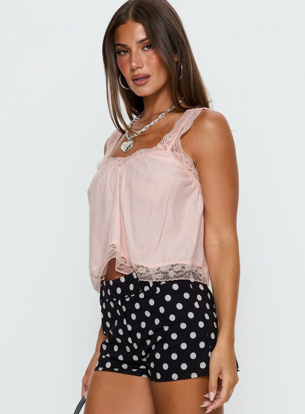 Deakin Lace Frill Top Pink
