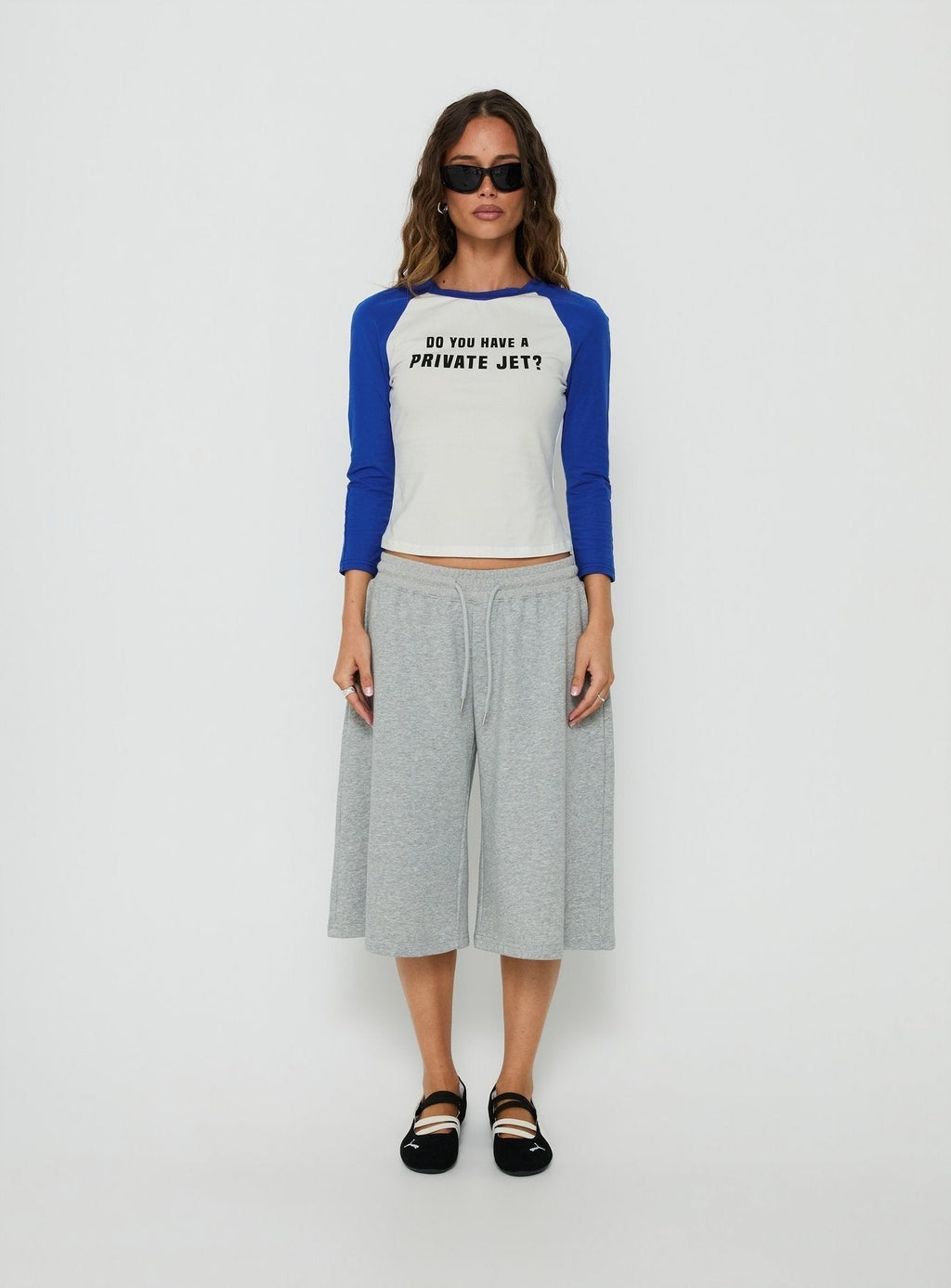 Jet Style Long Sleeve Graphic Raglan Top Blue / White