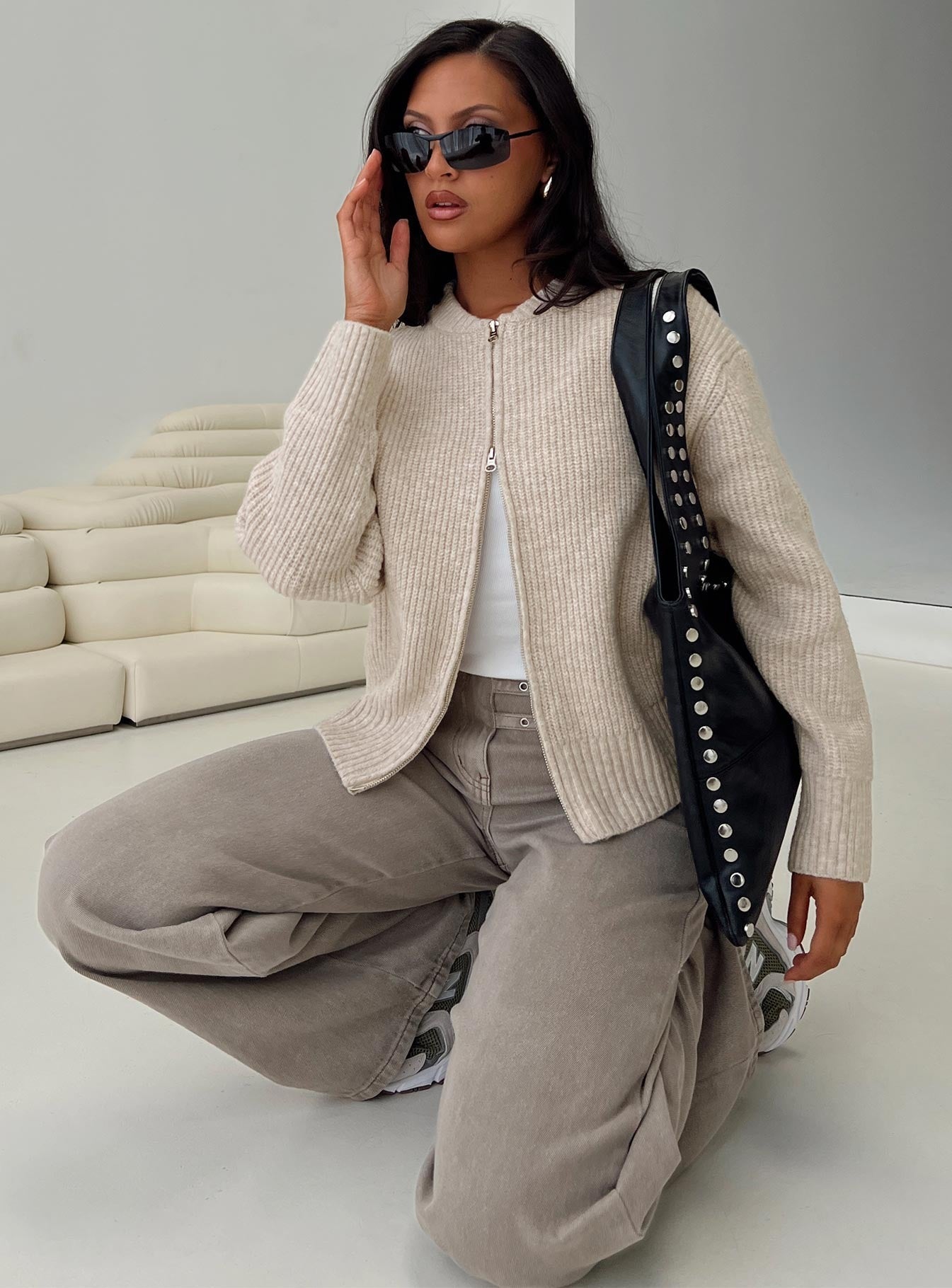 Lexene Zip Through Jumper Oat