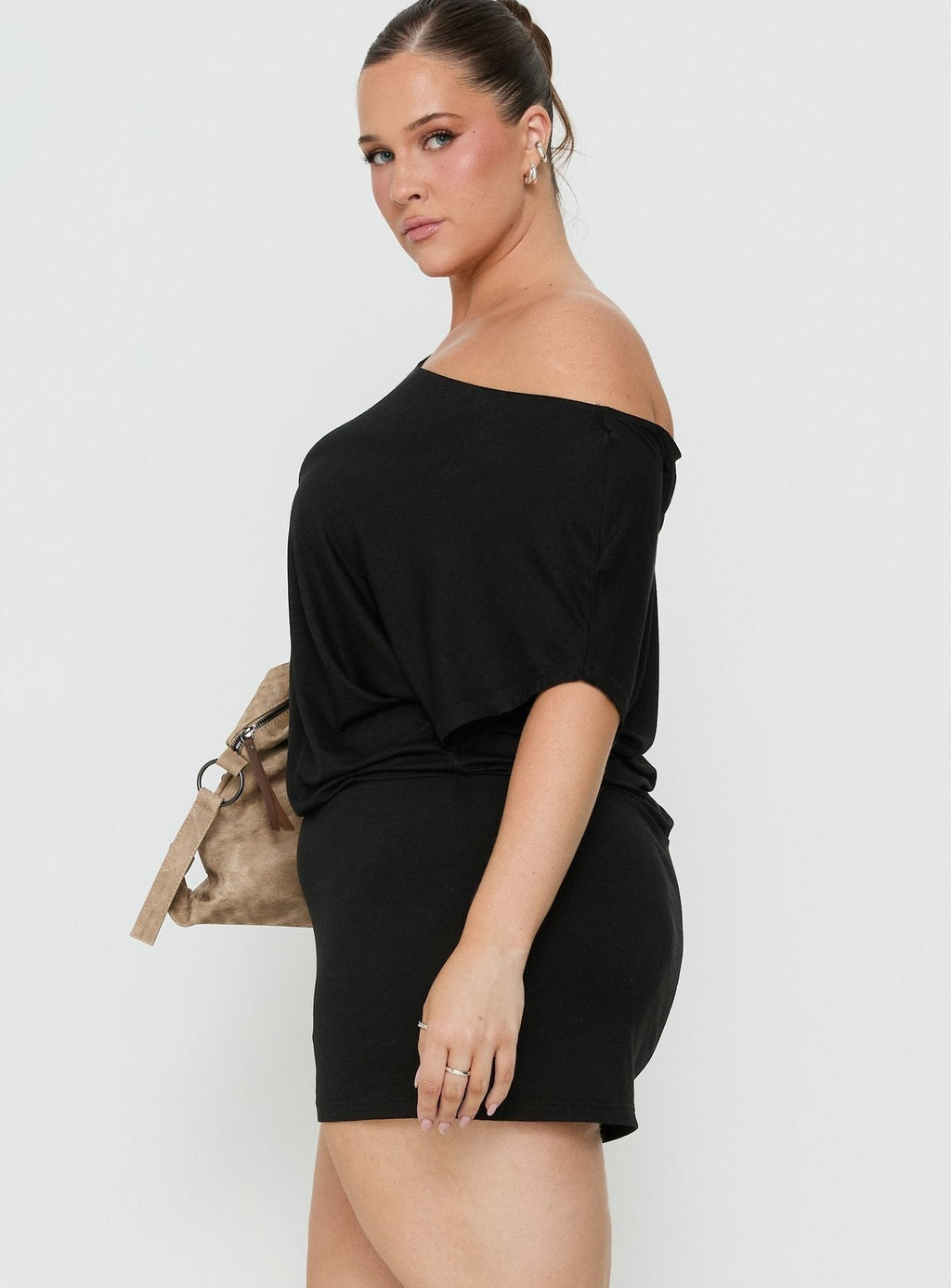 Esmie Off Shoulder Playsuit Black Curve