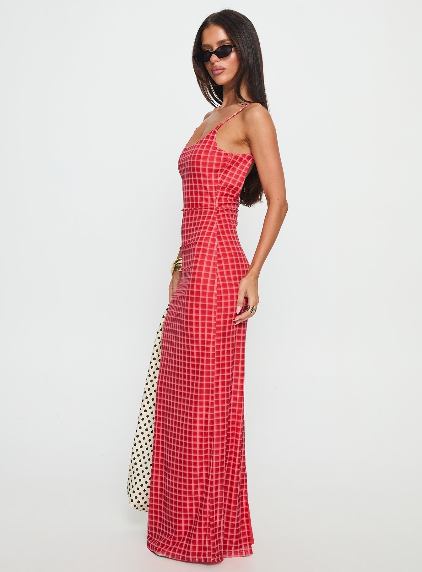 Izabella Maxi Dress Red Check