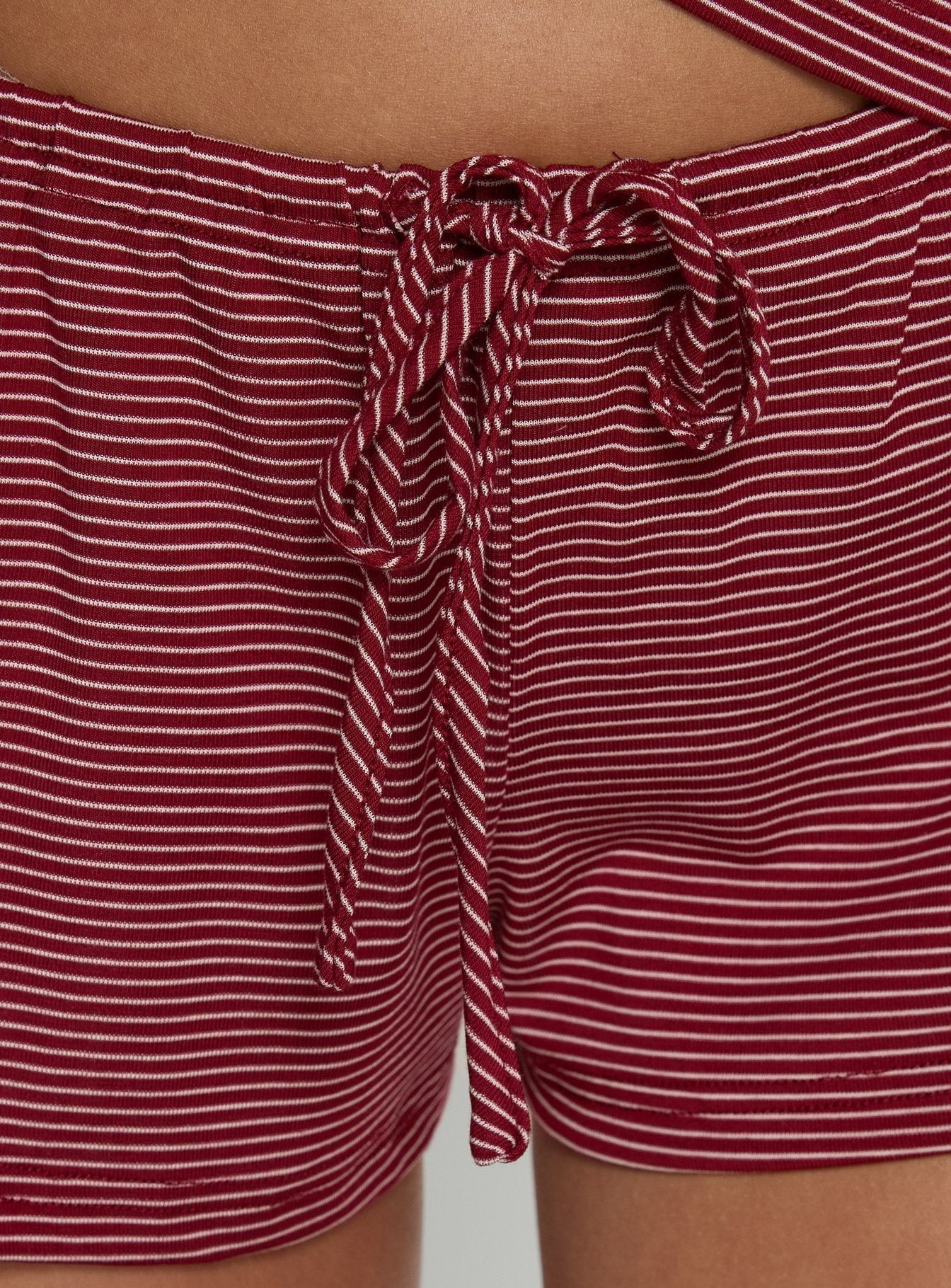 Sugar Surge Tie Waist Shorts Cherry Stripe