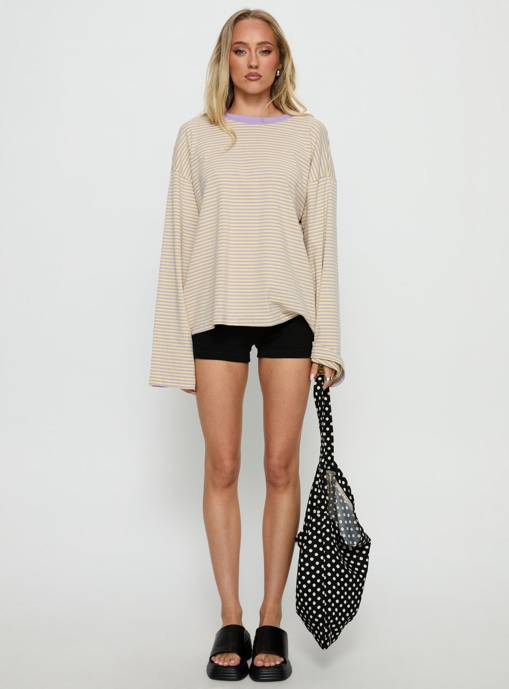 Settle Down Long Sleeve Top Lilac / Lemon Stripe