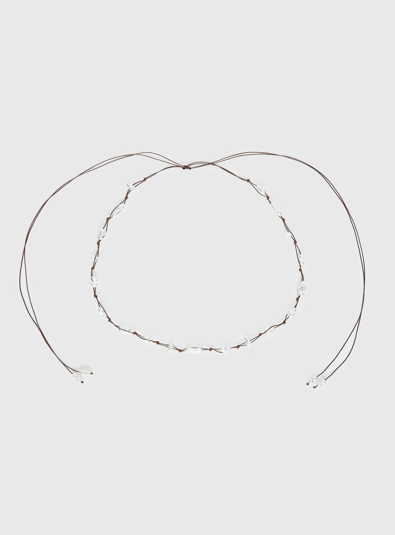 Delle Pearl Detail Wrap Belt Brown