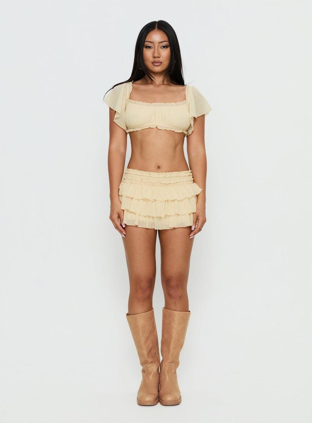 Iluminada Frill Crop Top Yellow