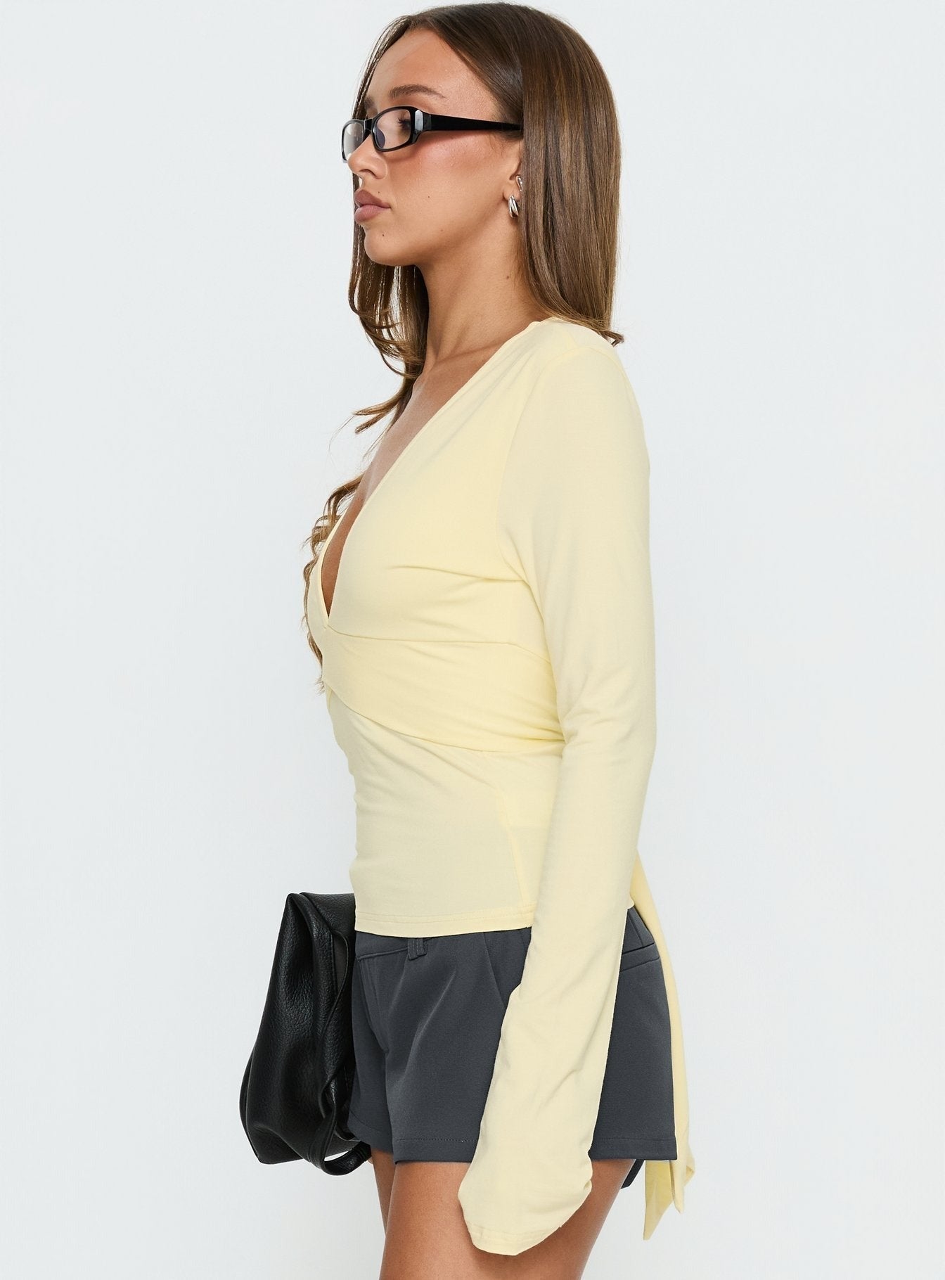 Madelon Long Sleeve Wrap Top Butter