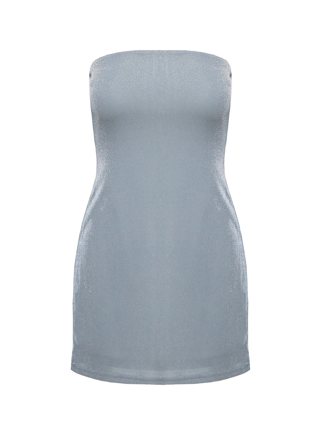 Chromatica Strapless Mini Dress Silver