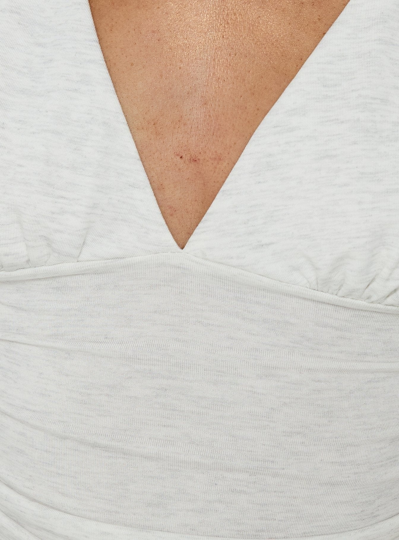 Mattey Cinched V Neck Top Grey Marle