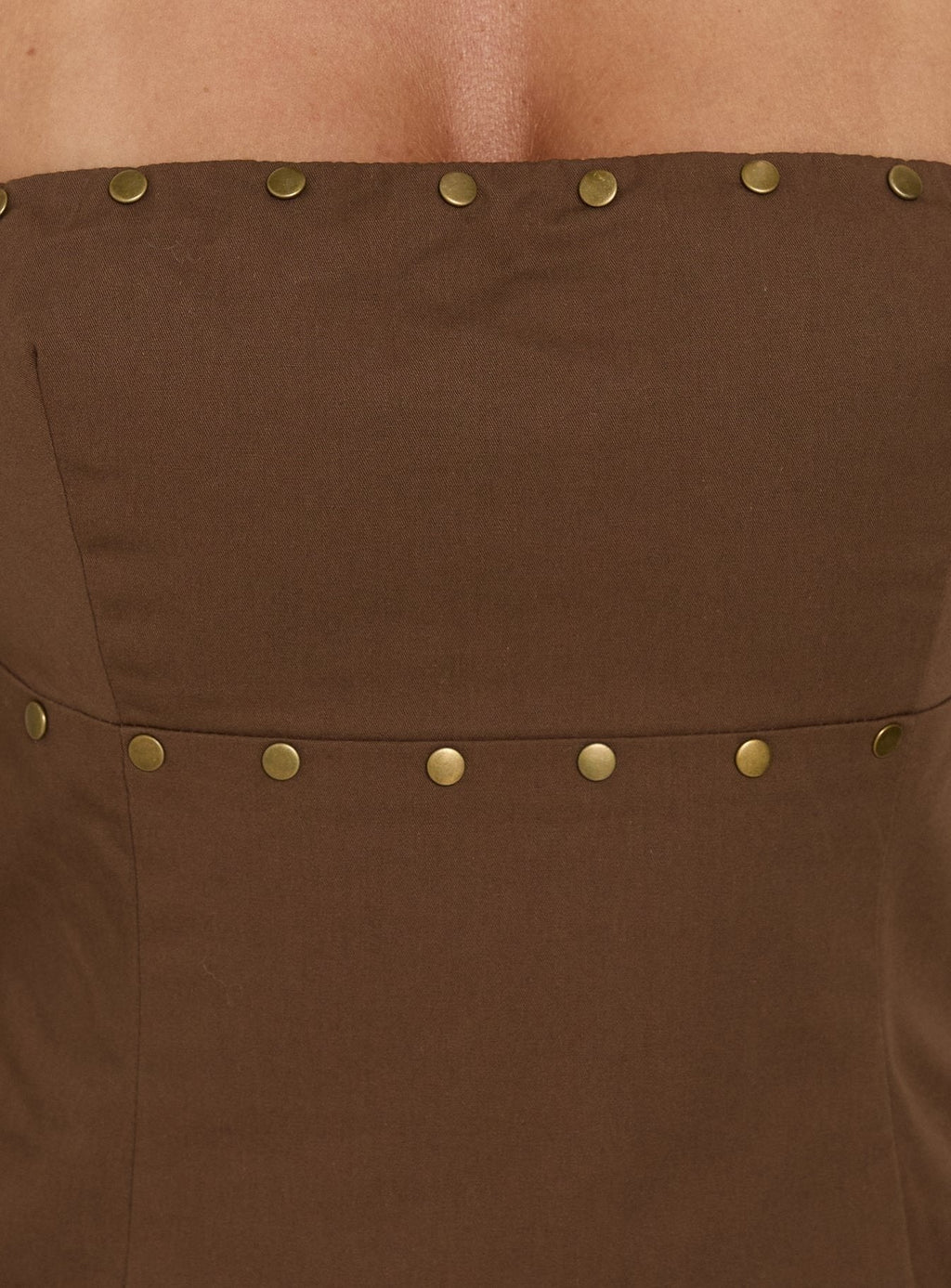 Starr Studded Strapless Top Brown