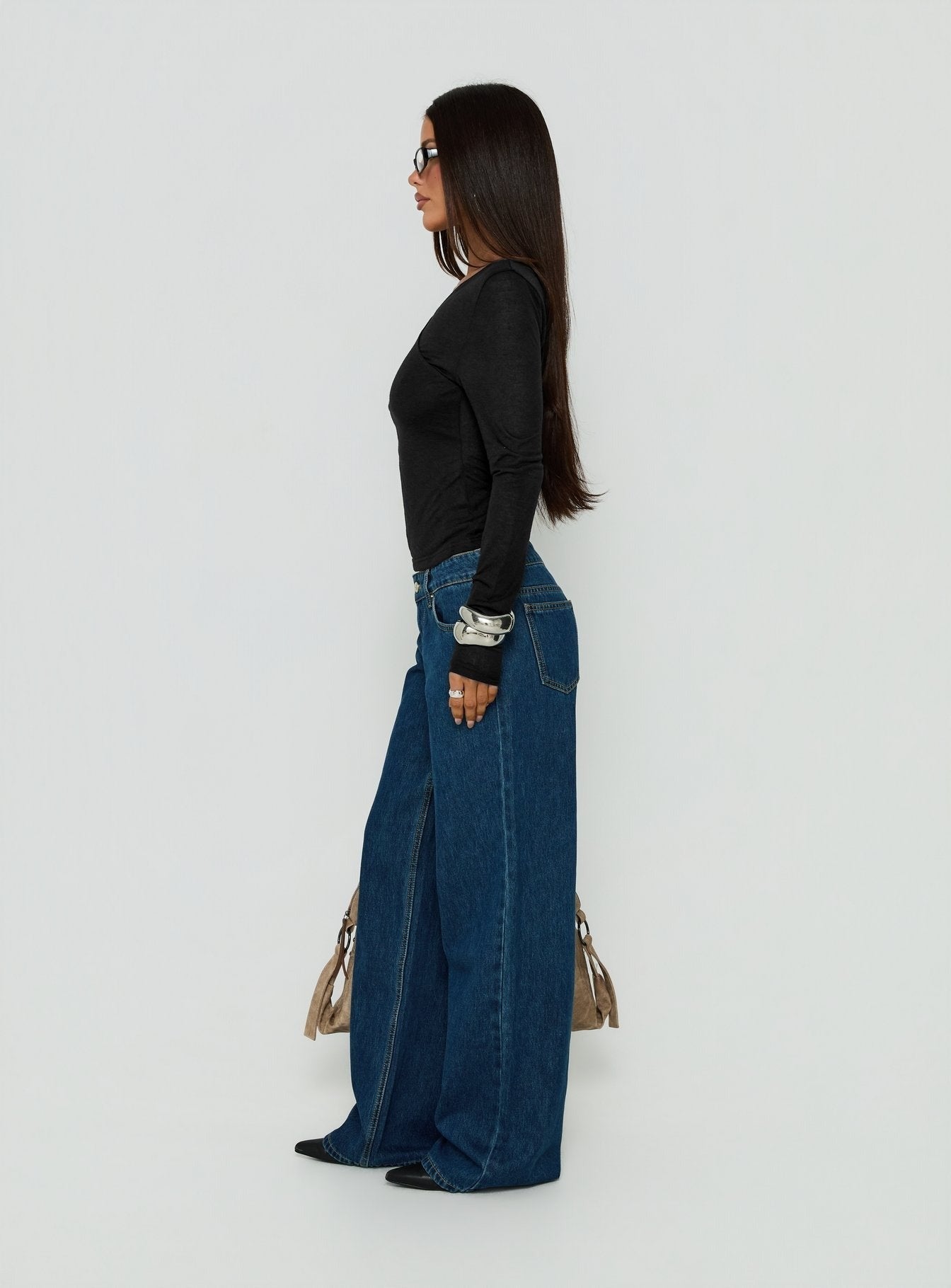 Tidal Wave Low Rise Straight Leg Jeans Dark Blue Wash