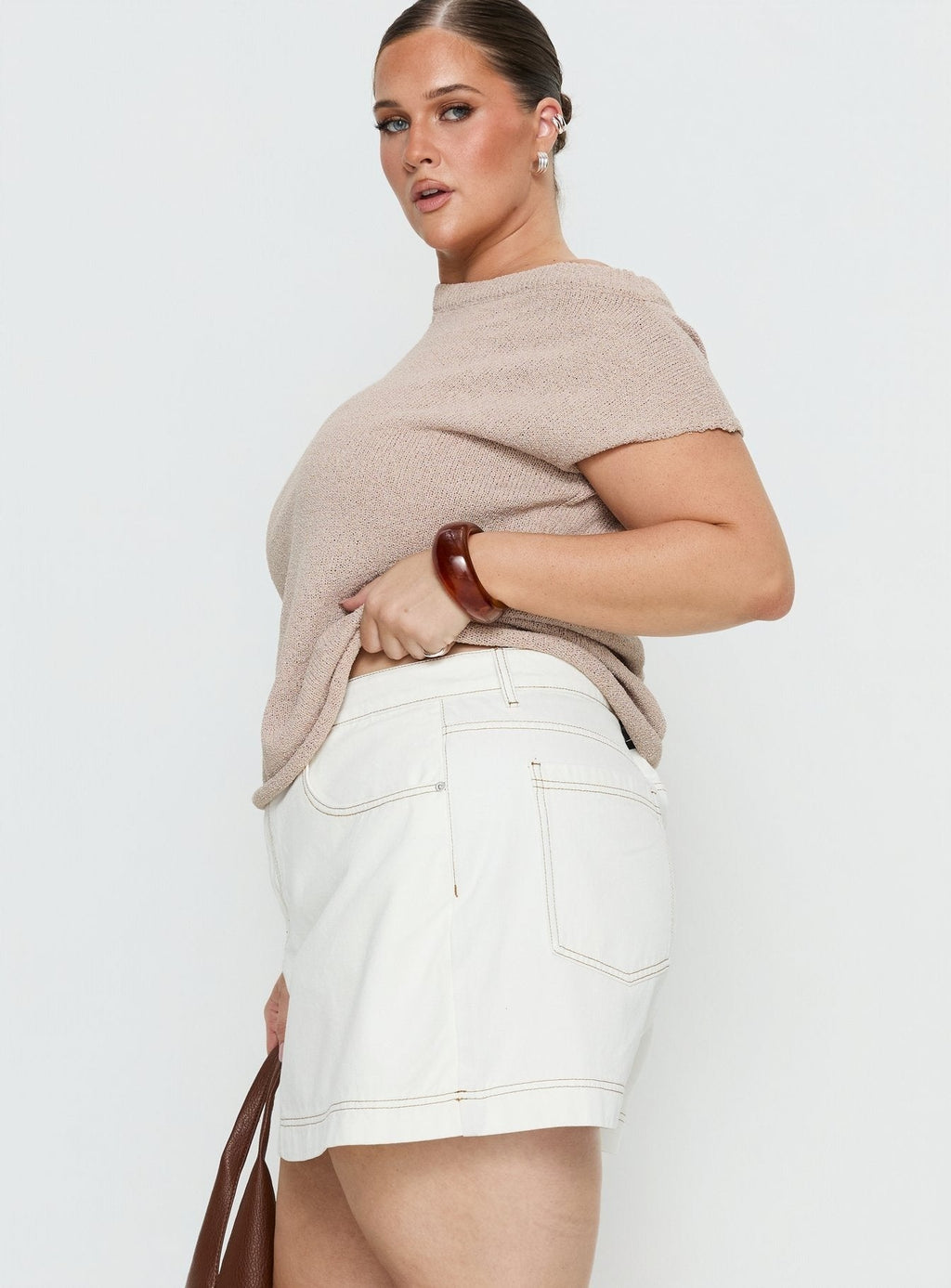 Katlynne Denim Mini Skort White Curve