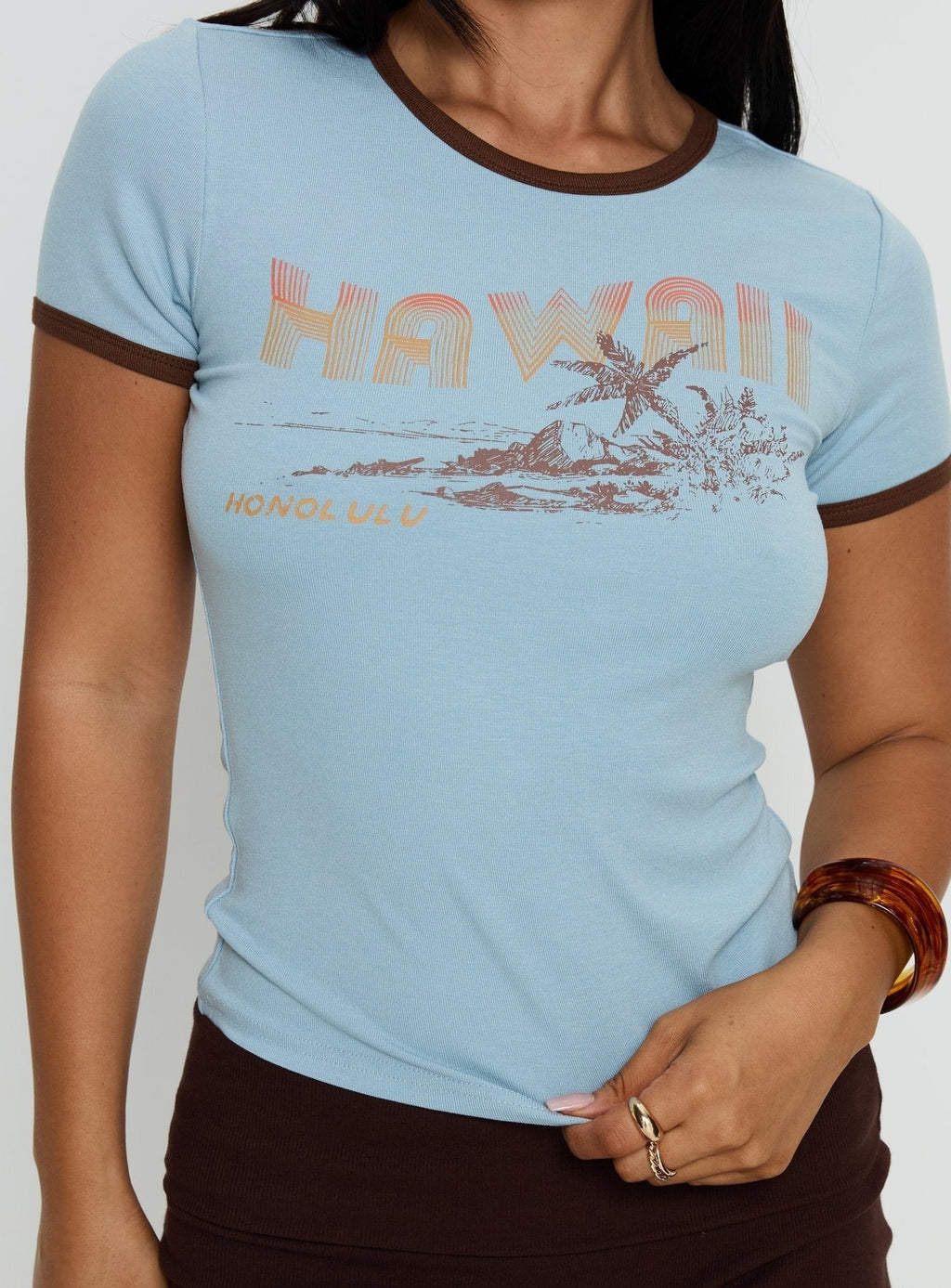 Love from Hawaii Graphic Top Blue