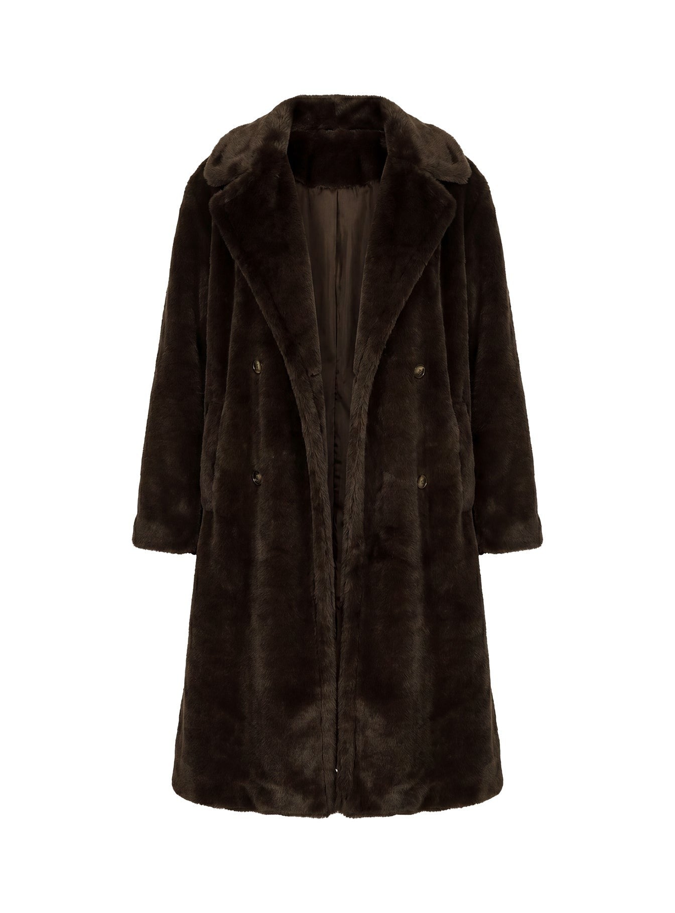 Alvie Longline Faux Fur Coat Brown