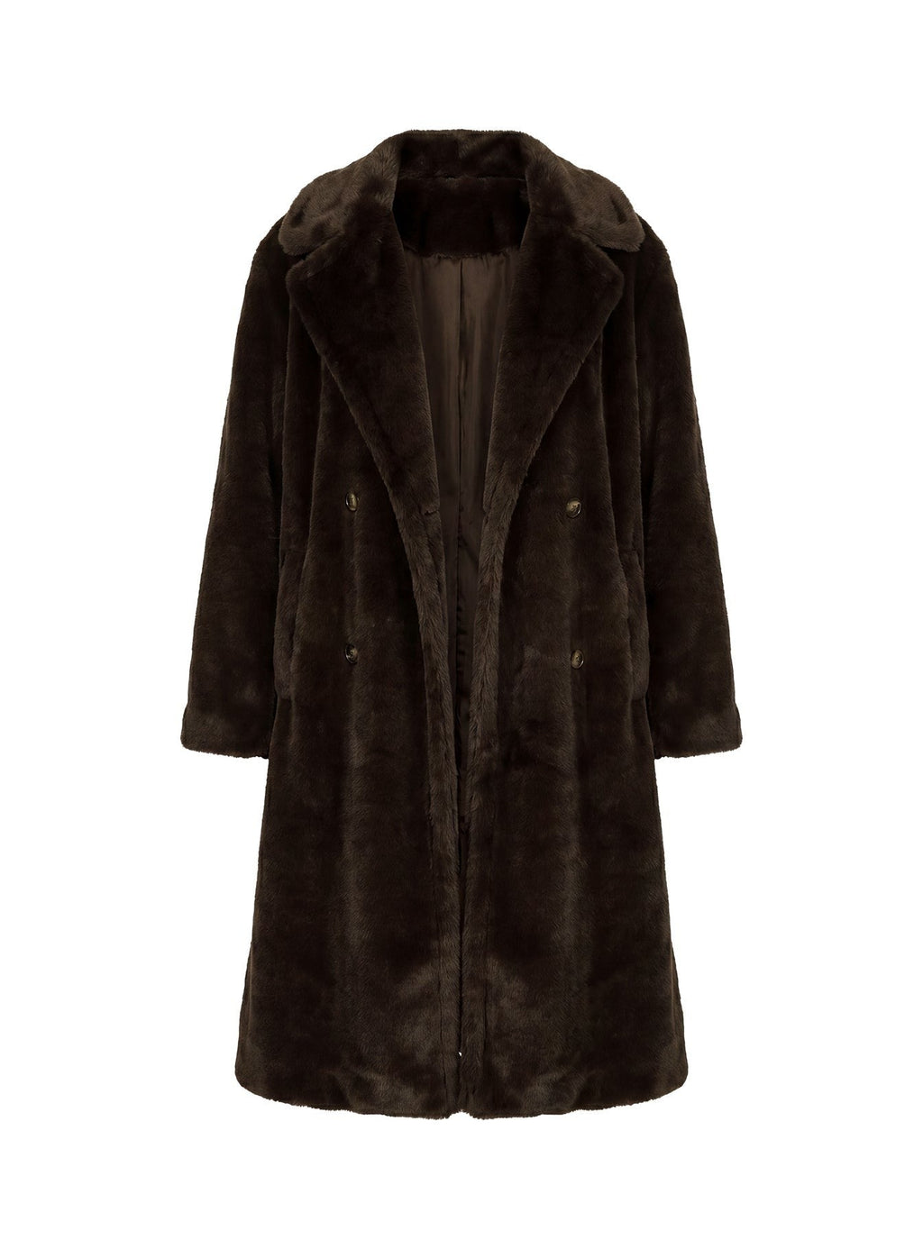 Alvie Longline Faux Fur Coat Brown