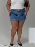 Zakai Cargo Denim Mini Skirt Mid Blue Curve