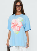 Floral Daydream Oversized Graphic Tee Washed Blue