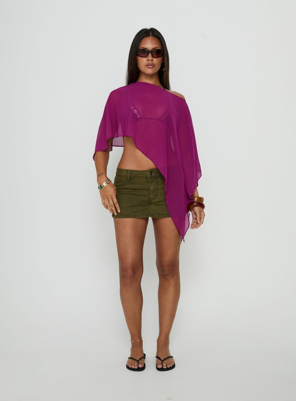 Mairelle Sheer Poncho Plum