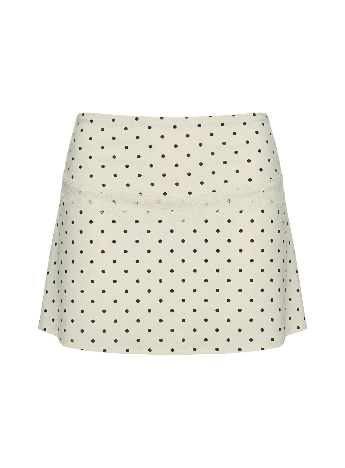 Amia Lace Mini Skirt Cream Polka Dot