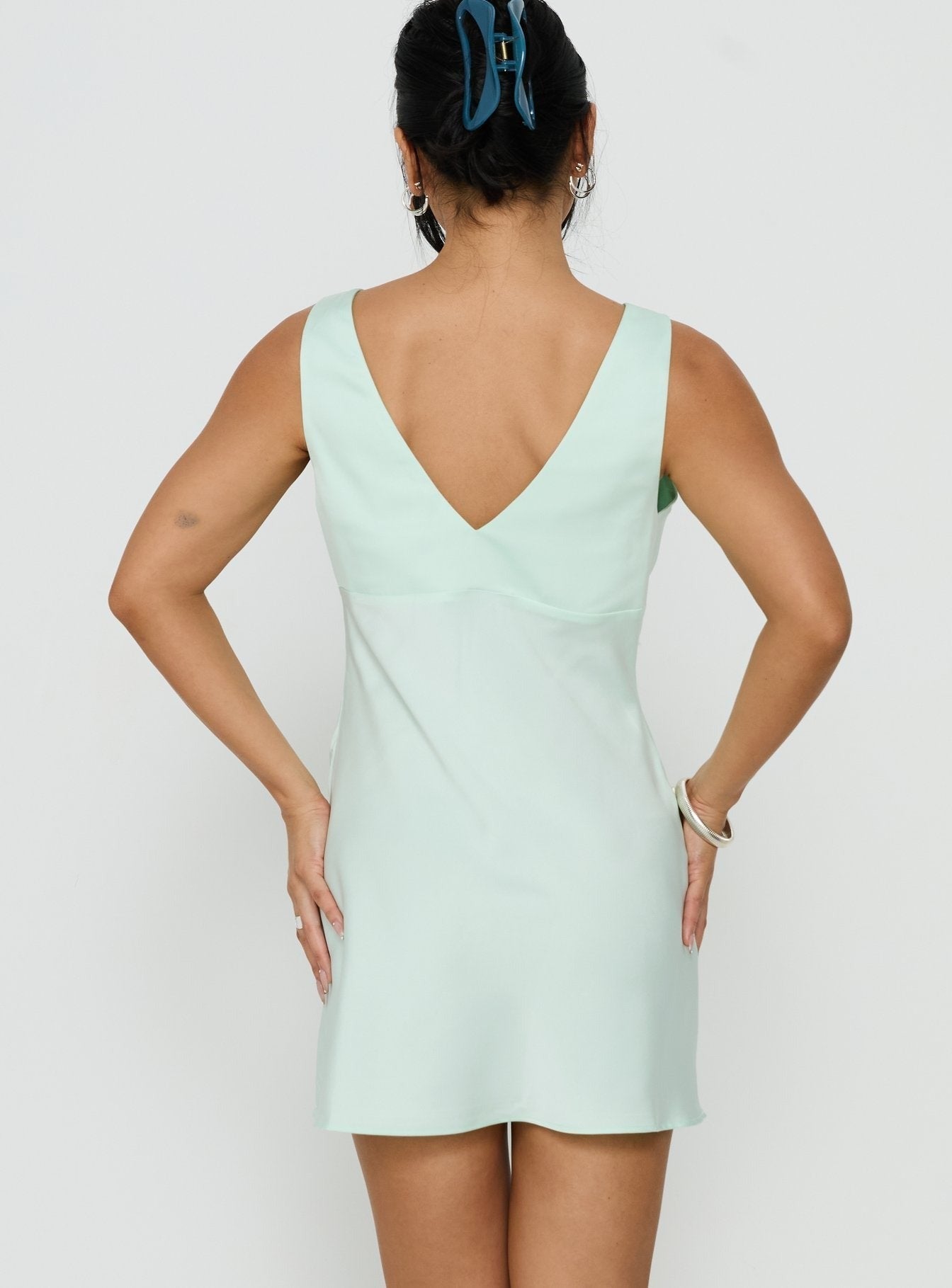 Laurelia Lace V Neck Mini Dress Jelly Mint