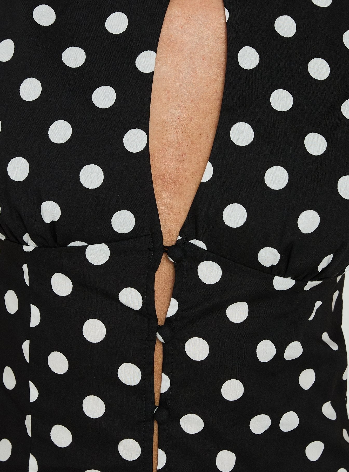 Dahlea Keyhole Sleeveless Top Black Polka Dot