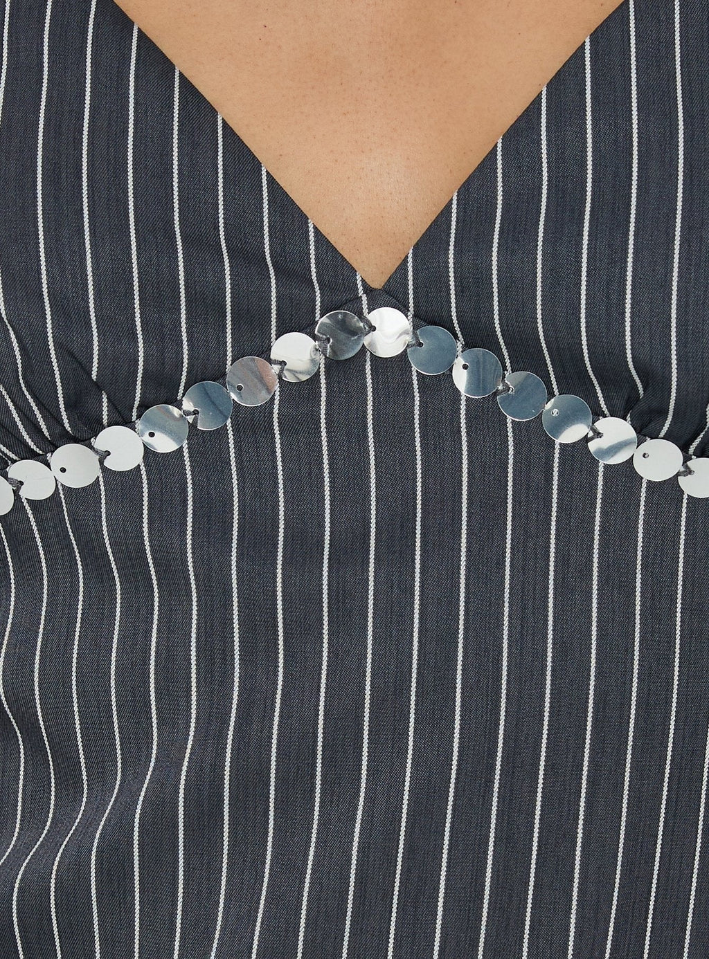 Zenas Sequin Detail Halter Top Grey Pinstripe