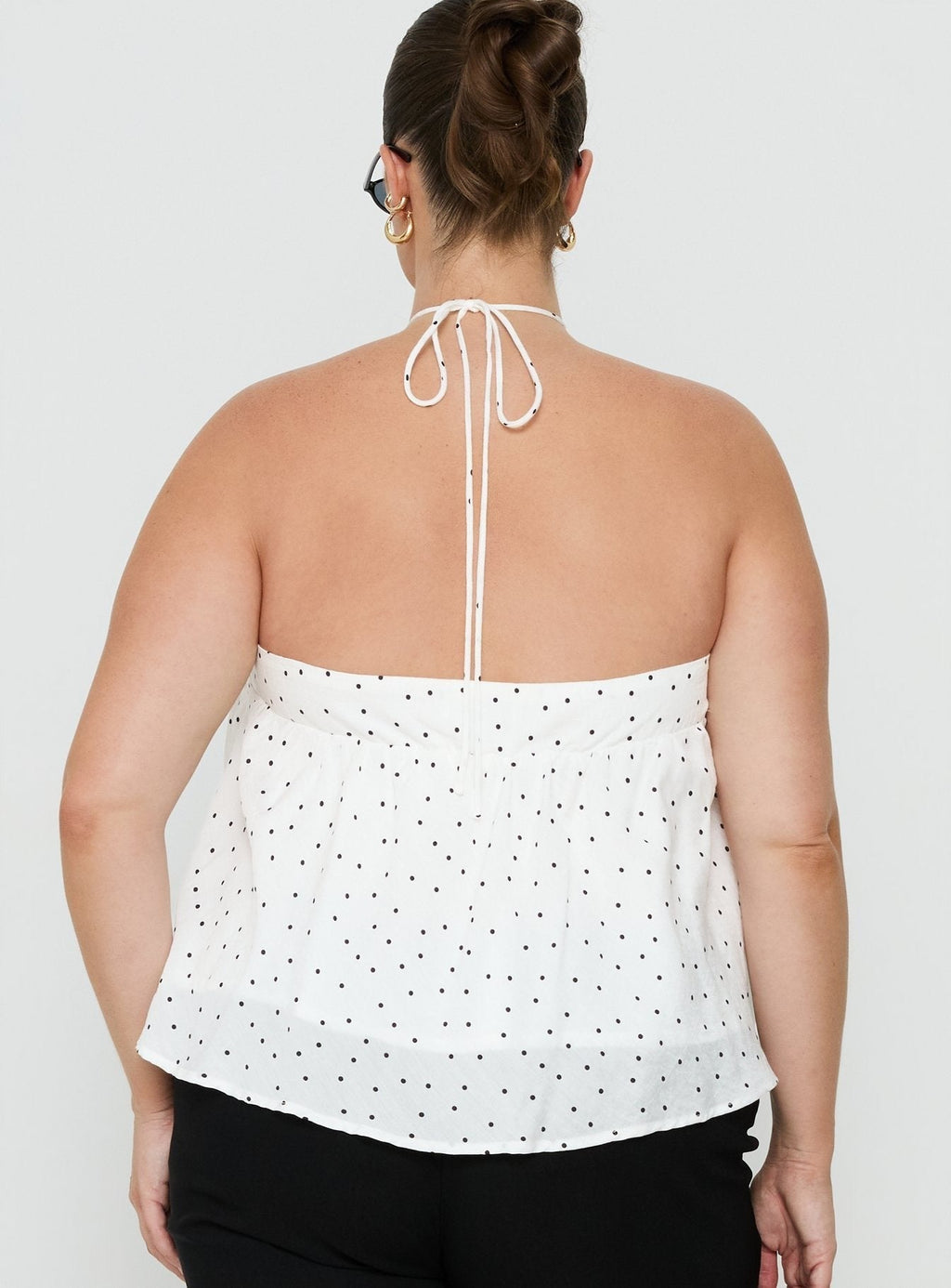 Moonlit Top White Polka Curve
