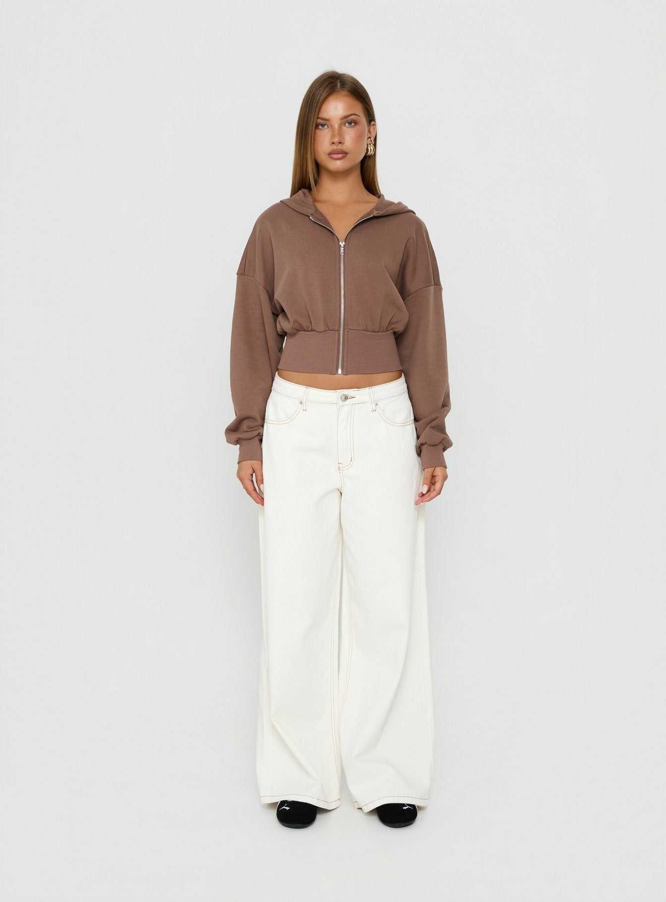 Naylor Mid Rise Wide Leg Jeans Cream Tall