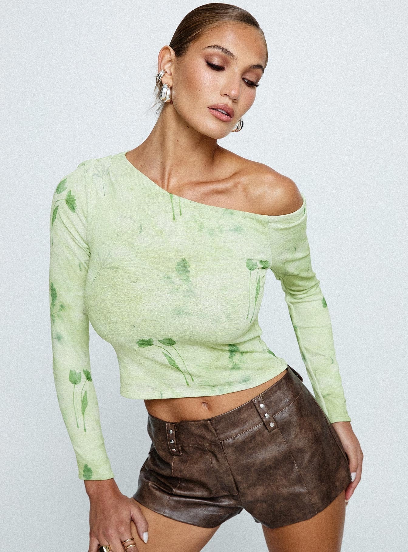 Malian Long Sleeve Top Green Floral